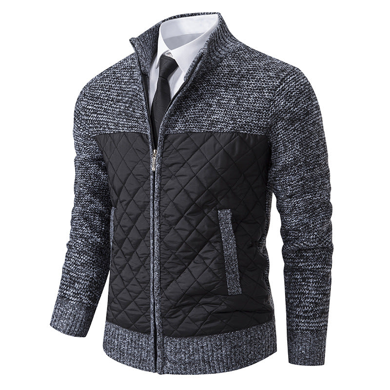 Arkon Men's Quilted Hybrid Knit Jacket With Stand Collar