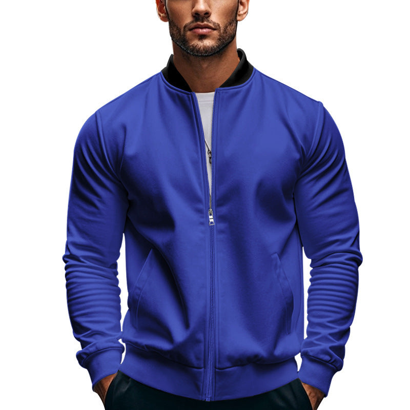 Arkon Men's Slim Zip Bomber Jacket With Stand Collar