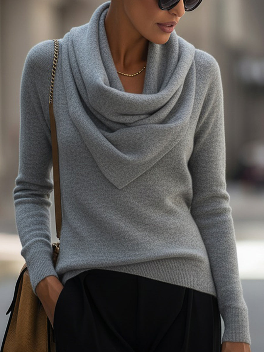 Maglione Zafren in maglia con scollo a cappuccio drappeggiato