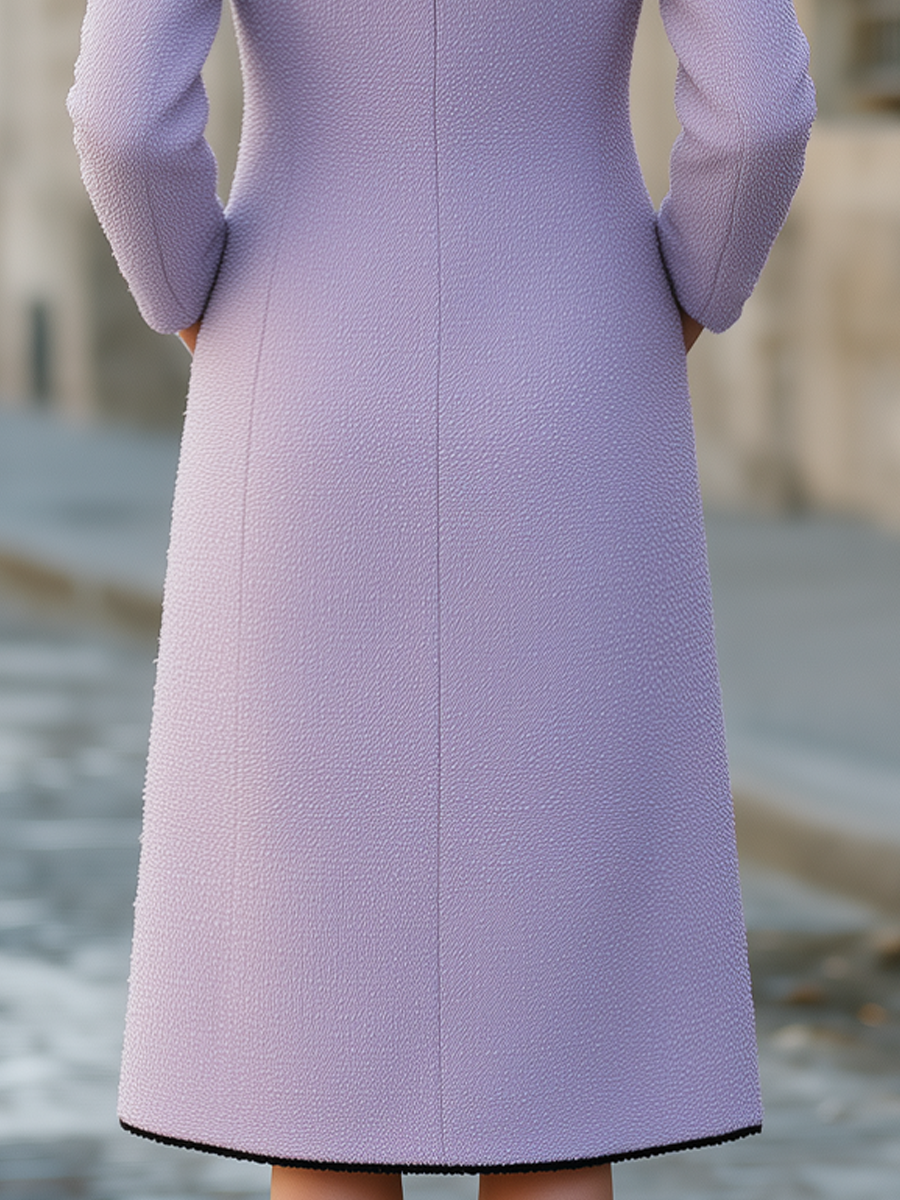 Cappotto Zafren in tweed color lilla con bottoni perlati