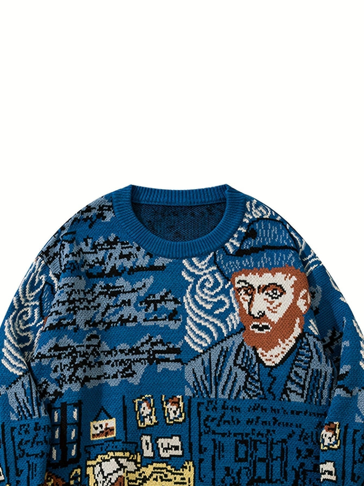 Arkon jacquardstickad pullover med porträttmotiv och rund halsringning