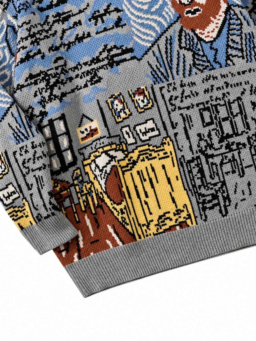 Arkon jacquardstickad pullover med porträttmotiv och rund halsringning