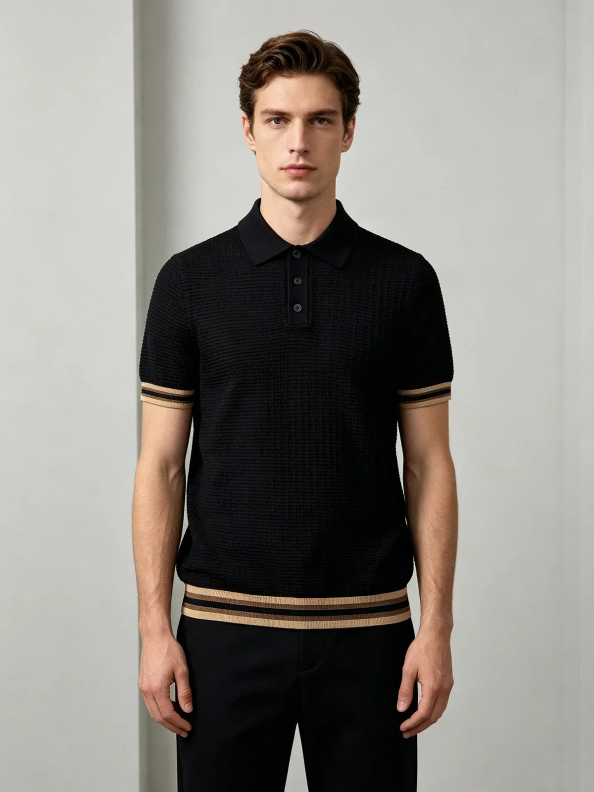 Arkon Herren-Poloshirt, leicht und atmungsaktiv, Schwarz