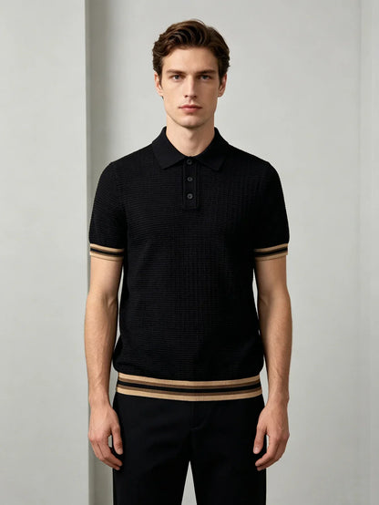 Arkon Herren-Poloshirt, leicht und atmungsaktiv, Schwarz
