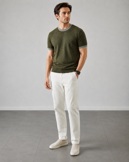 Arkon Cotton Contrast Knit Tee