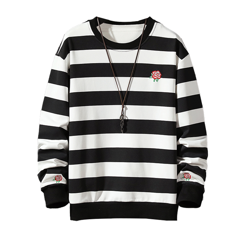 Sweat-shirt rayé avec broderie de rose Roza Arkon
