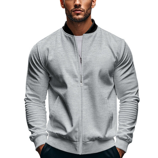 Arkon Men's Slim Zip Bomber Jacket With Stand Collar