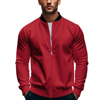Arkon Men's Slim Zip Bomber Jacket With Stand Collar