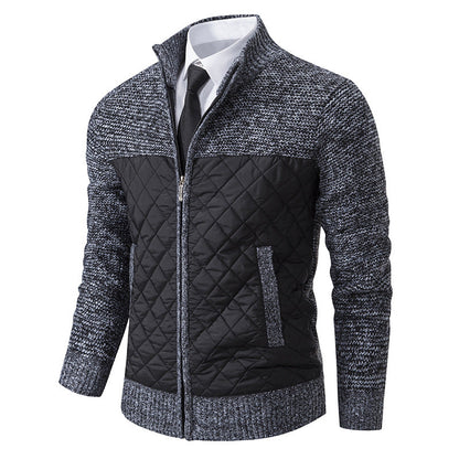 Arkon Men's Quilted Hybrid Knit Jacket With Stand Collar