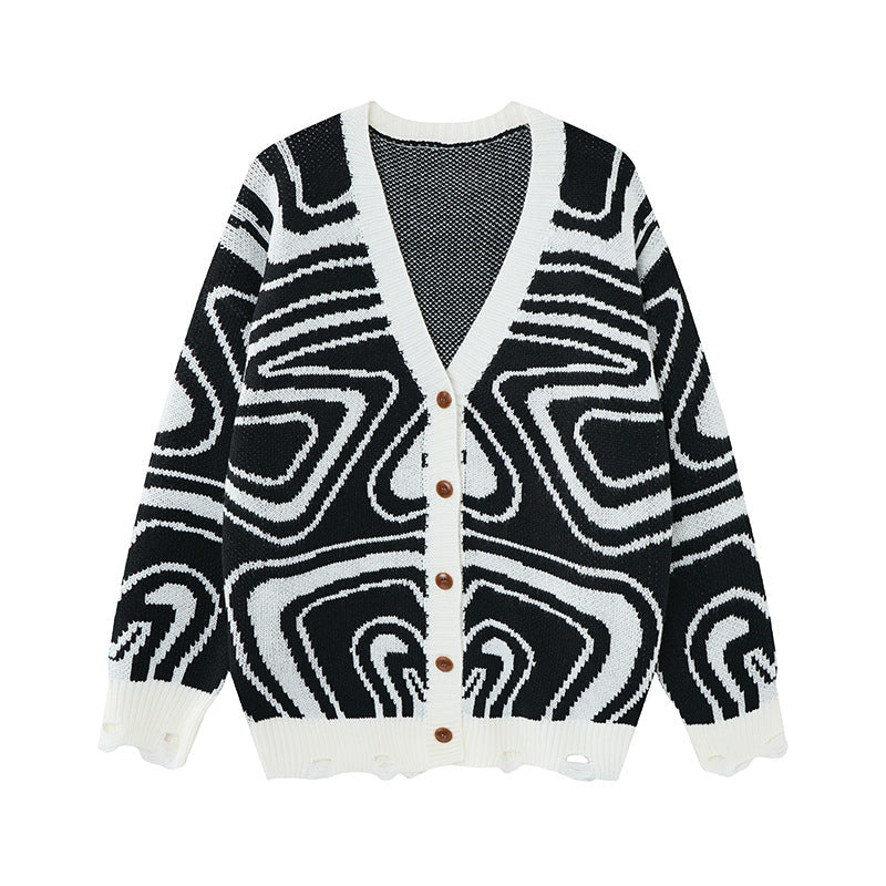 Cardigan Arkon unisex supradimensionat din tricot, cu model abstract în spirală