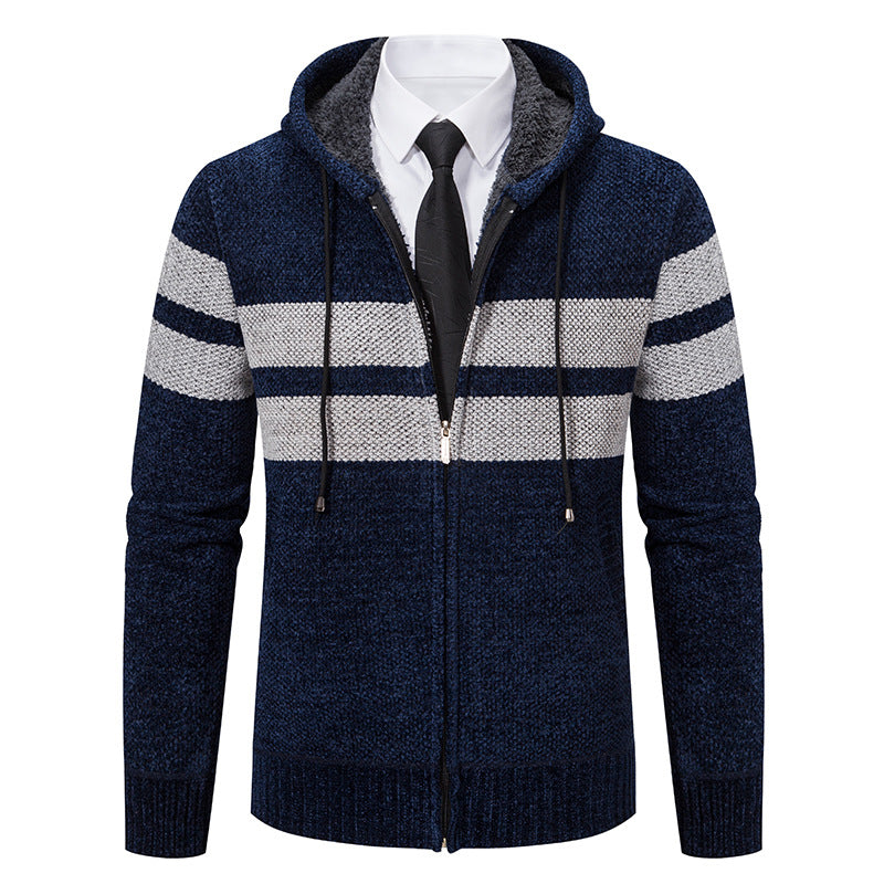 Arkon Men's Teddy Lined Knit Hooded Jacket