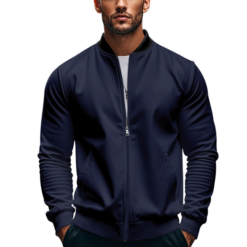 Arkon Men's Slim Zip Bomber Jacket With Stand Collar
