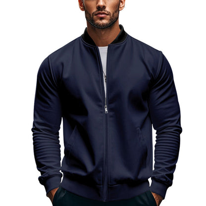 Arkon Men's Slim Zip Bomber Jacket With Stand Collar