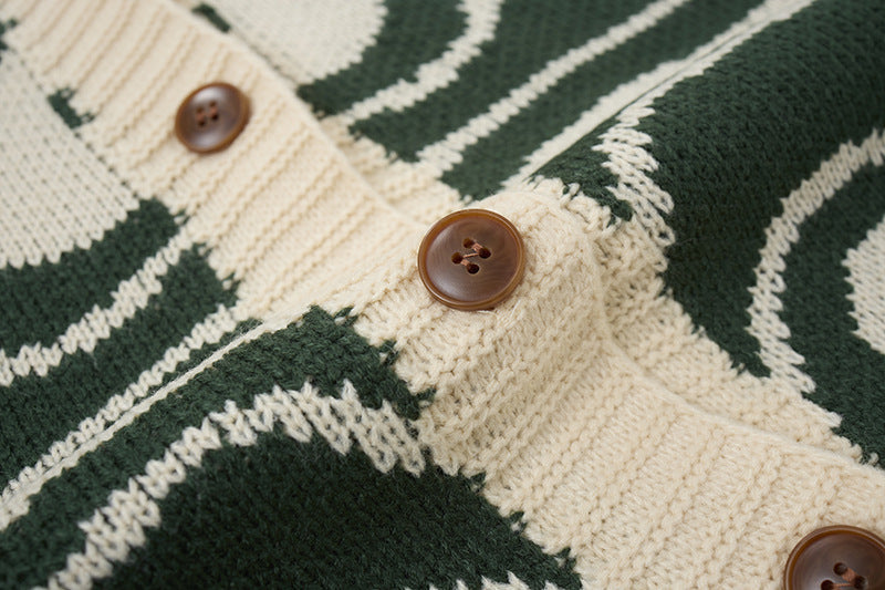 Cardigan Arkon unisex supradimensionat din tricot, cu model abstract în spirală