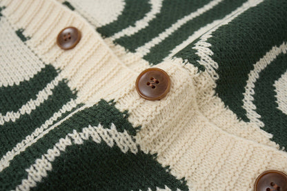 Cardigan Arkon unisex supradimensionat din tricot, cu model abstract în spirală