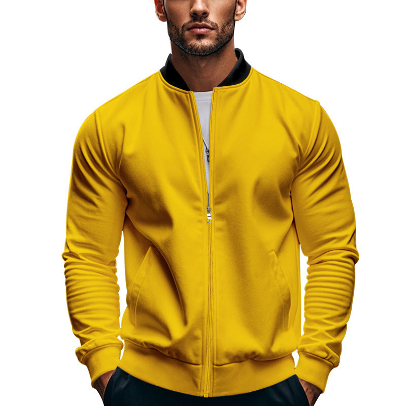 Arkon Men's Slim Zip Bomber Jacket With Stand Collar