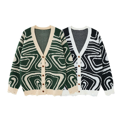 Cardigan Arkon unisex supradimensionat din tricot, cu model abstract în spirală