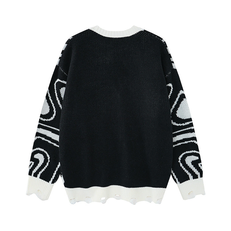 Cardigan Arkon unisex supradimensionat din tricot, cu model abstract în spirală