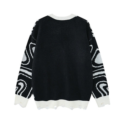 Cardigan Arkon unisex supradimensionat din tricot, cu model abstract în spirală