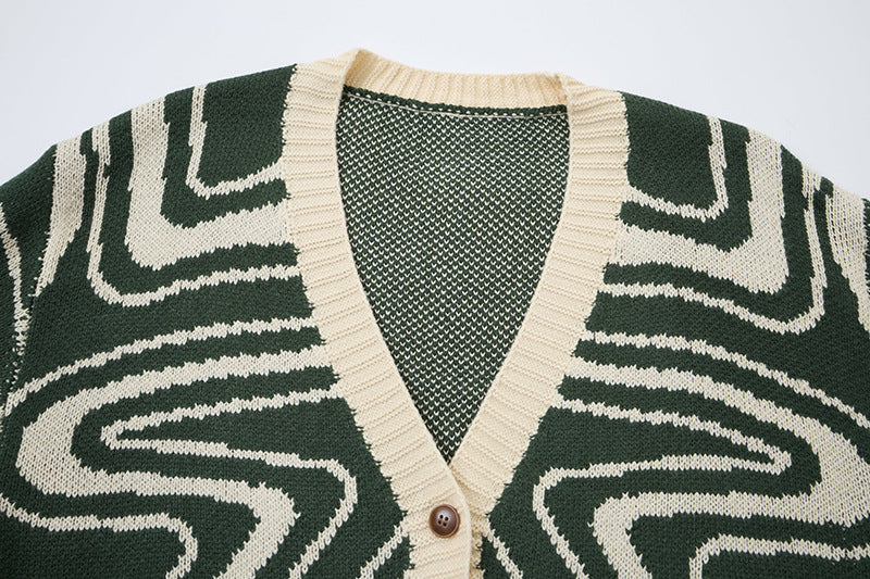 Cardigan Arkon unisex supradimensionat din tricot, cu model abstract în spirală