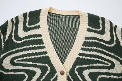 Cardigan Arkon unisex supradimensionat din tricot, cu model abstract în spirală