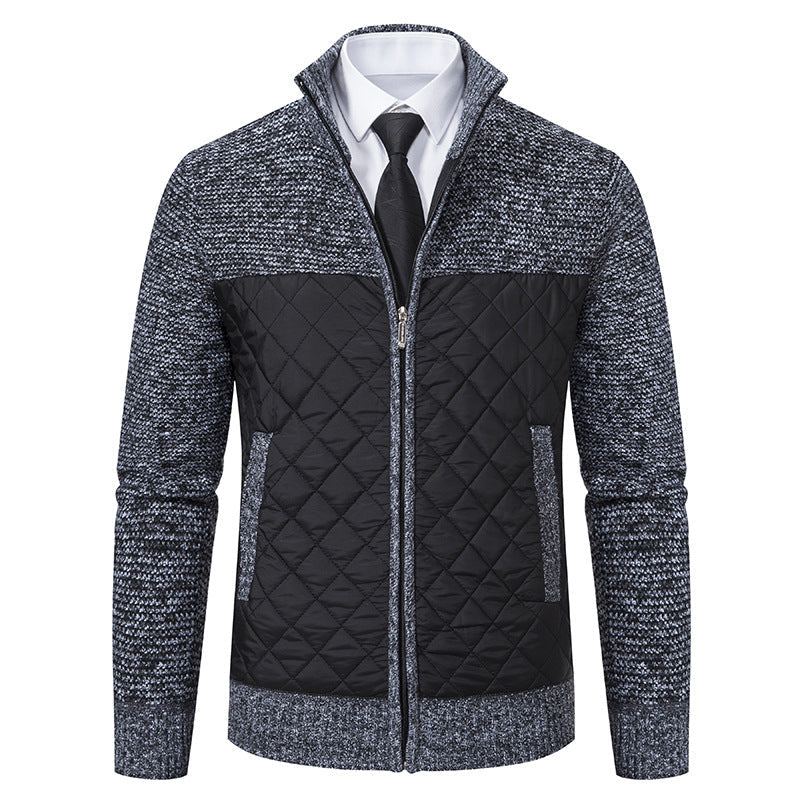 Arkon Men's Quilted Hybrid Knit Jacket With Stand Collar
