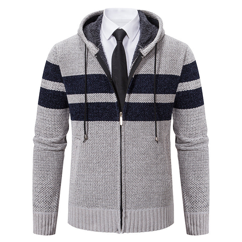 Arkon Men's Teddy Lined Knit Hooded Jacket