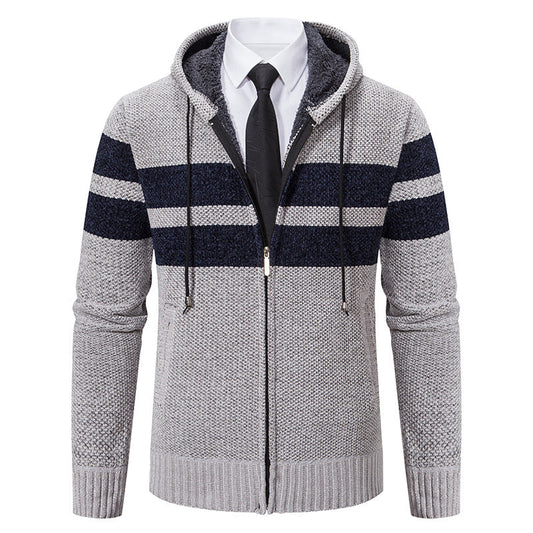 Arkon Men's Teddy Lined Knit Hooded Jacket