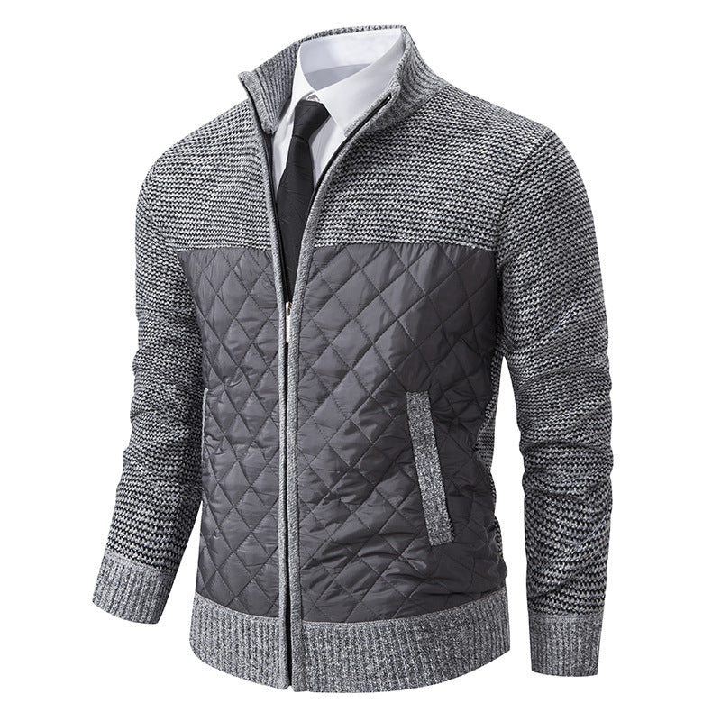 Arkon Men's Quilted Hybrid Knit Jacket With Stand Collar