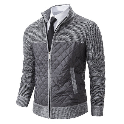 Arkon Men's Quilted Hybrid Knit Jacket With Stand Collar