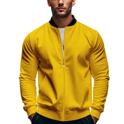 Arkon Men's Slim Zip Bomber Jacket With Stand Collar