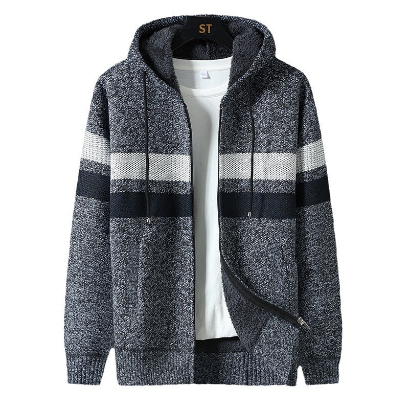 Arkon gebreide jas met teddyvoering, capuchon en volledige ritssluiting voor heren