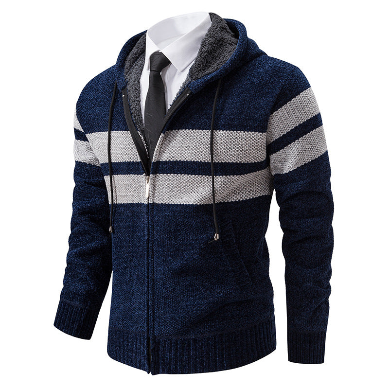 Arkon Men's Teddy Lined Knit Hooded Jacket