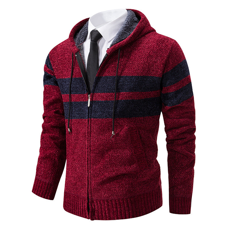 Arkon Men's Teddy Lined Knit Hooded Jacket