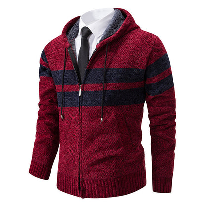 Arkon Men's Teddy Lined Knit Hooded Jacket