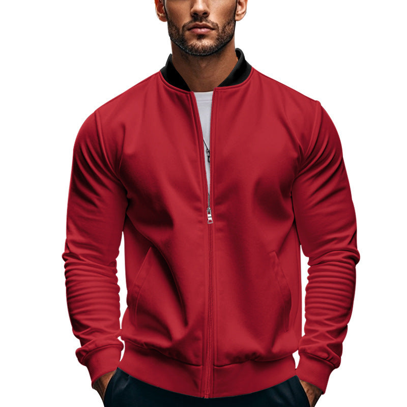 Arkon Men's Slim Zip Bomber Jacket With Stand Collar