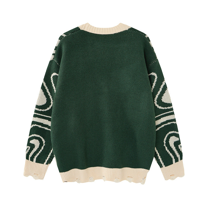 Cardigan Arkon unisex supradimensionat din tricot, cu model abstract în spirală