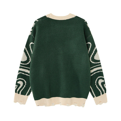 Cardigan Arkon unisex supradimensionat din tricot, cu model abstract în spirală