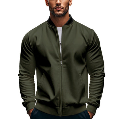 Arkon Men's Slim Zip Bomber Jacket With Stand Collar