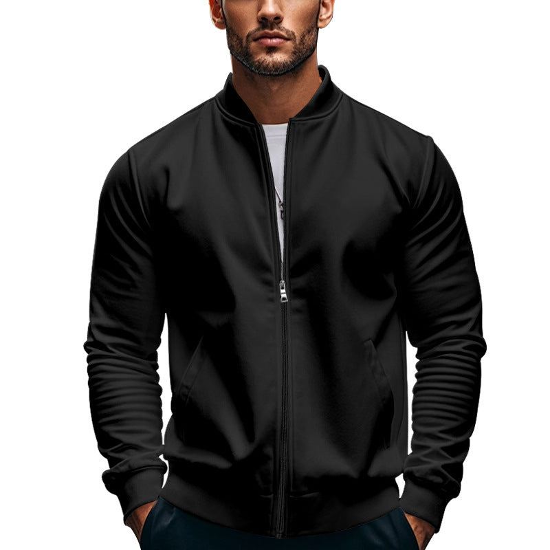 Arkon Men's Slim Zip Bomber Jacket With Stand Collar