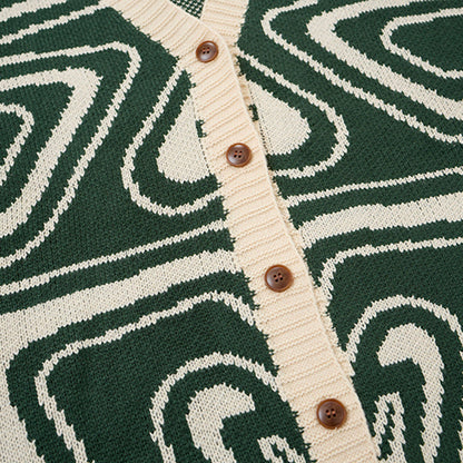 Cardigan Arkon unisex supradimensionat din tricot, cu model abstract în spirală