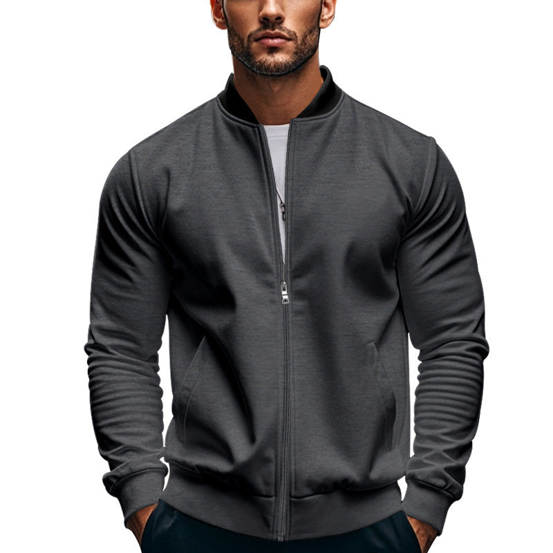 Arkon Men's Slim Zip Bomber Jacket With Stand Collar