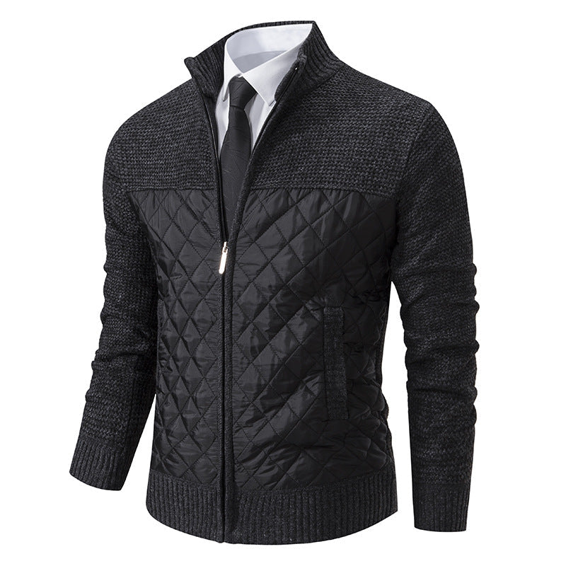 Arkon Men's Quilted Hybrid Knit Jacket With Stand Collar