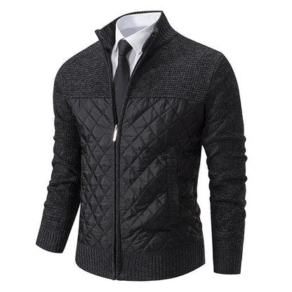 Arkon Men's Quilted Hybrid Knit Jacket With Stand Collar