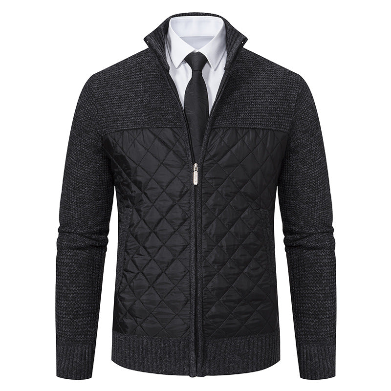 Arkon Men's Quilted Hybrid Knit Jacket With Stand Collar