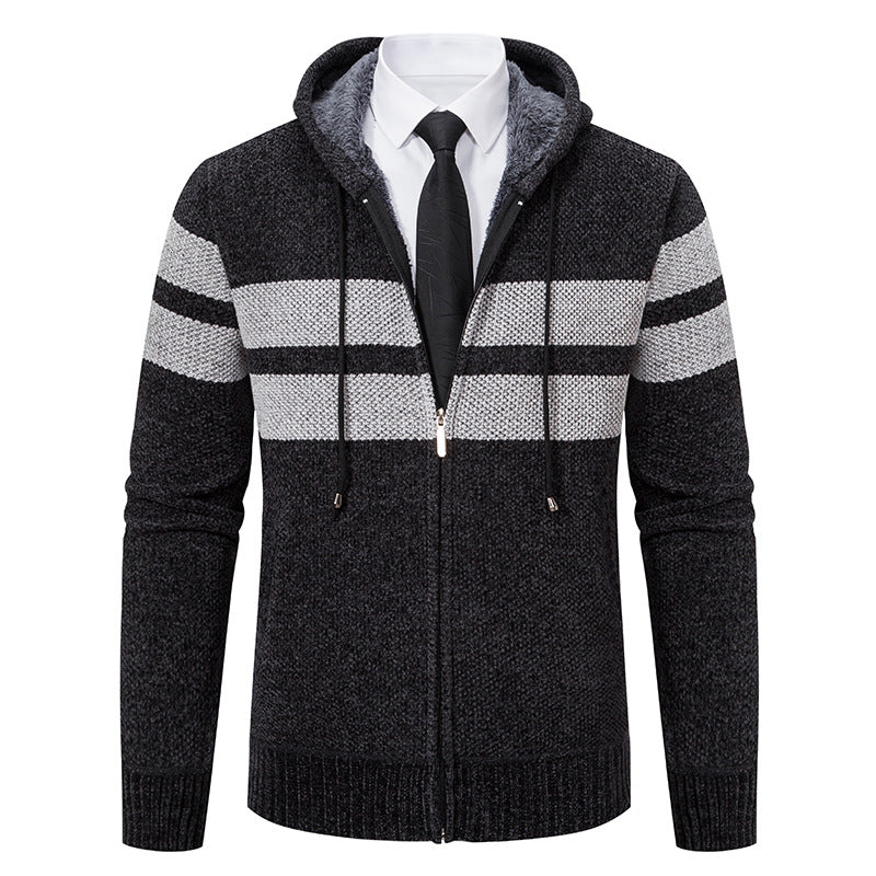 Arkon Men's Teddy Lined Knit Hooded Jacket