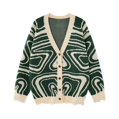 Cardigan Arkon unisex supradimensionat din tricot, cu model abstract în spirală