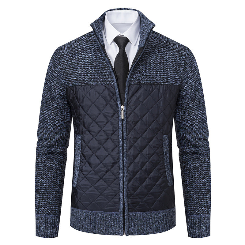 Arkon Men's Quilted Hybrid Knit Jacket With Stand Collar