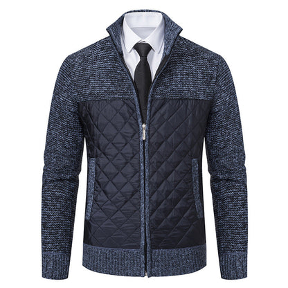 Arkon Men's Quilted Hybrid Knit Jacket With Stand Collar