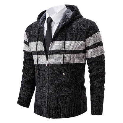 Arkon Men's Teddy Lined Knit Hooded Jacket